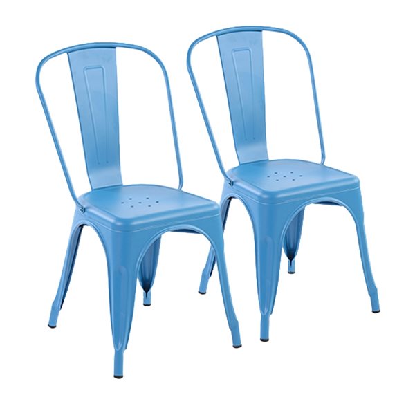 Ensemble de chaises de salle à manger contemporaines Kricox par Homycasa en métal bleu, paquet de 2
