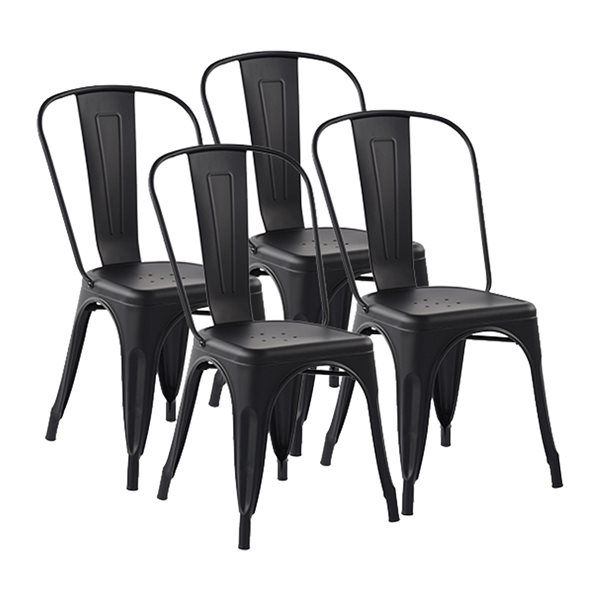 Ensemble de chaises de salle à manger contemporaines Kricox par Homycasa en métal noir, paquet de 4