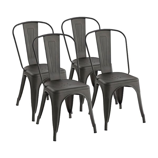 Ensemble de chaises de salle à manger contemporaines Kricox par Homycasa en bronze industriel gris, paquet de 4