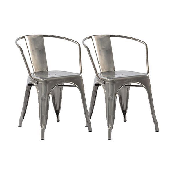 Ensemble de chaises de salle à manger contemporaines Mosan par Homycasa en métal argenté, paquet de 2