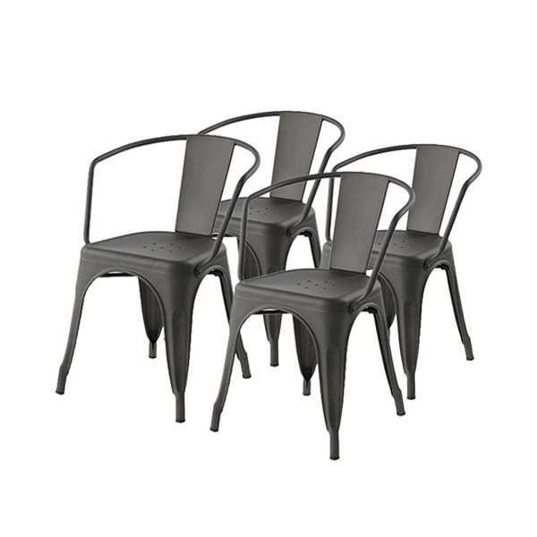 Ensemble de chaises de salle à manger contemporaines Mosan par Homycasa en bronze industriel gris, paquet de 4