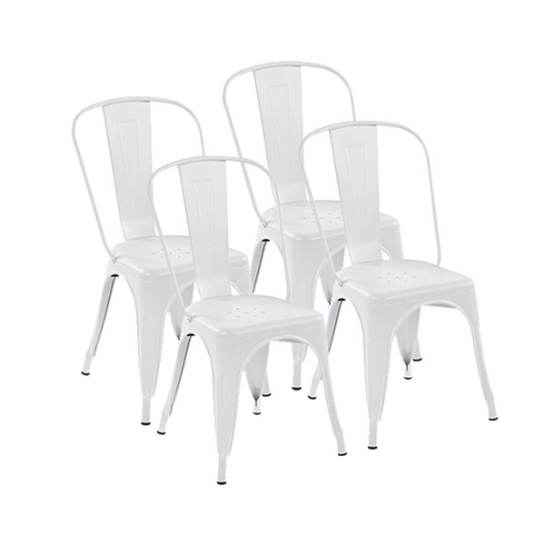 Ensemble de chaises de salle à manger contemporaines Kricox par Homycasa en métal blanc, paquet de 4