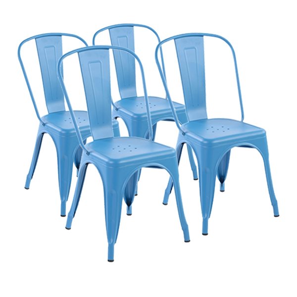 Ensemble de chaises de salle à manger contemporaines Kricox par Homycasa en métal bleu, paquet de 4