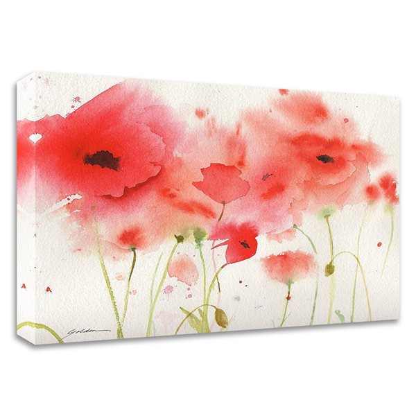 Tangletown Fine Art "Red Poppies" by Sheila Golden Frameless 18-in H x 22-in W Canvas Print