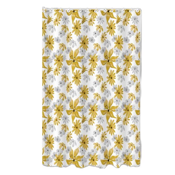 Ih Casa Decor 71-in x 71-in Honey Mustard Polyester Shower Curtain with Hooks and Bath Mat NOV-1368HM