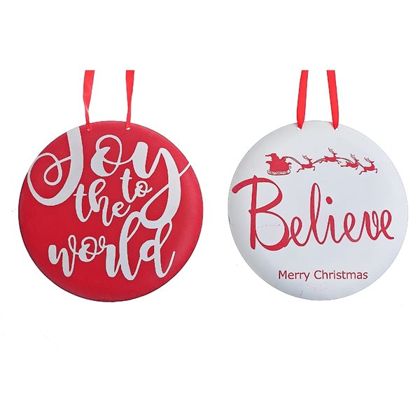 IH Casa Decor Assorted Round Metal Christmas Wall Signs Set of 2