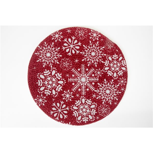 IH Casa Decor Snowflakes Red Cotton Placemats Set of 12 RénoDépôt