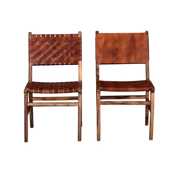 Ensemble de 2 chaises de salle à manger Mosley en cuir tressé par Primo International