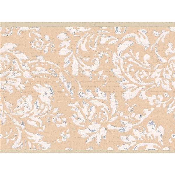 Dundee Deco 7in Tan/White SelfAdhesive Wallpaper Border RénoDépôt