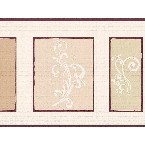 Dundee Deco 7-in Burgundy/Beige Self-Adhesive Wallpaper Border | Réno-Dépôt