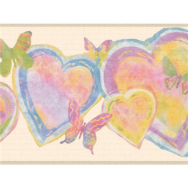 Bordure de papier peint autoadhésive par Dundee Deco de 7 po, rose/jaune