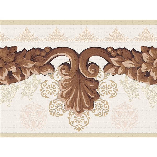 Dundee Deco 7-in Dark Brown/Beige Self-Adhesive Wallpaper Border | Réno ...