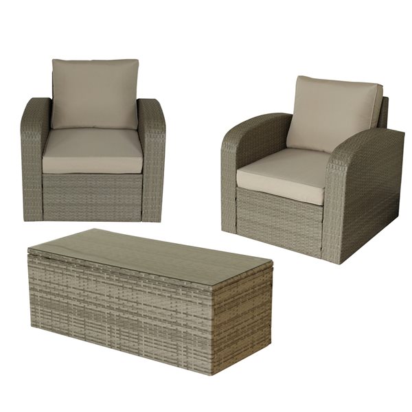 Tan wicker best sale patio set