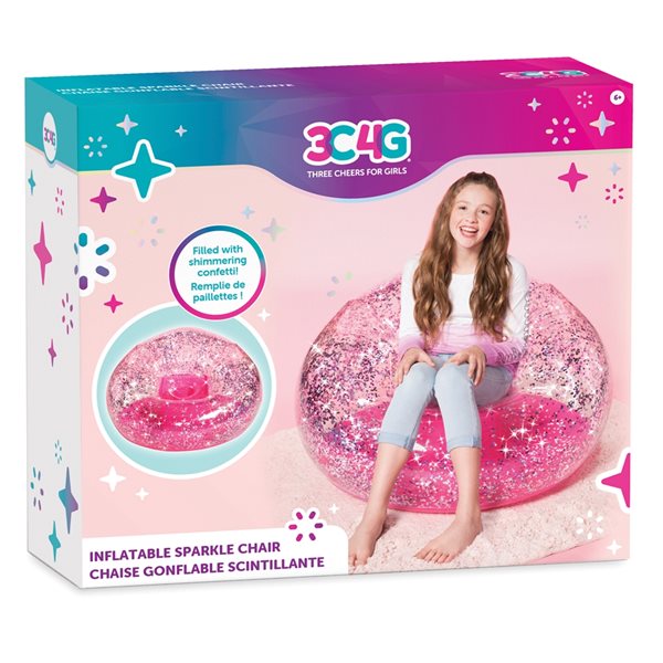 Fauteuil d'appoint gonflable scintillant pour enfants Make It Real de 41,7 po x 27,5 po, rose