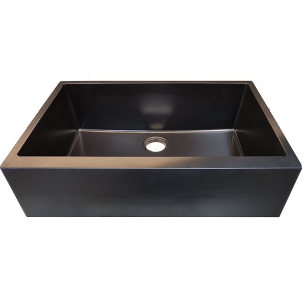 American Imaginations Undermount Apron Front/Farmhouse 19-in x 30-in Black Composite Granite Single Bowl Kitchen Sink