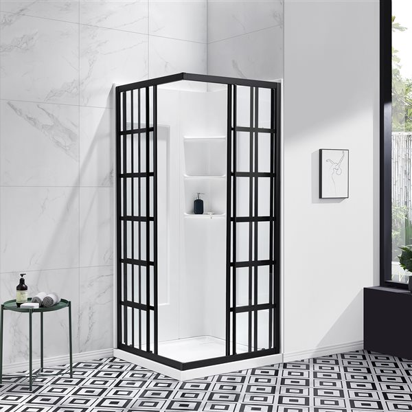 Ensemble de douche en coin Marissa par OVE Decors carré noir de 82,76