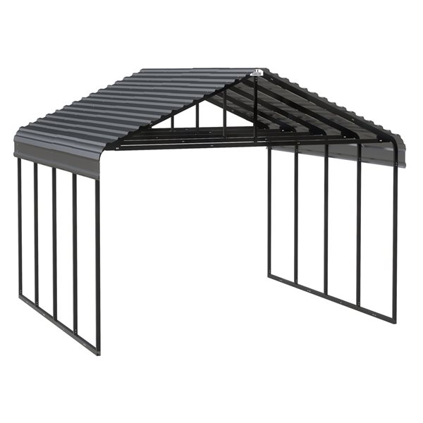 Arrow 20-ft x 20-ft x 9-ft Charcoal Grey Metal Carport