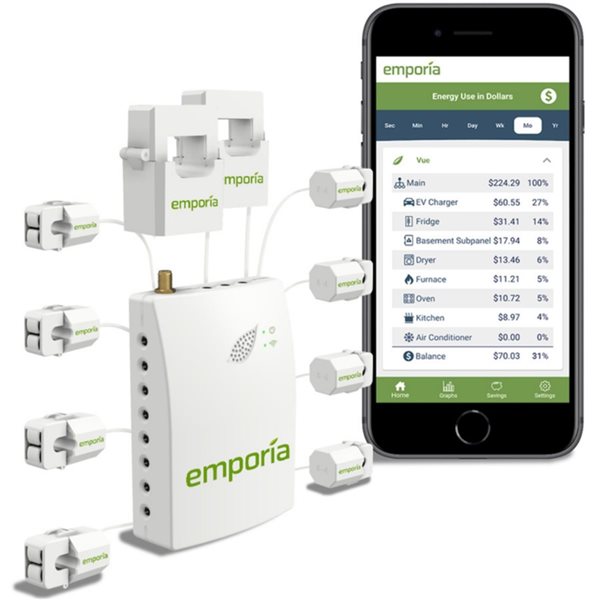 Moniteur d'énergie domestique intelligent Vue avec 8 capteurs de niveau de circuit 50 A par Emporia Energy, 2e génération