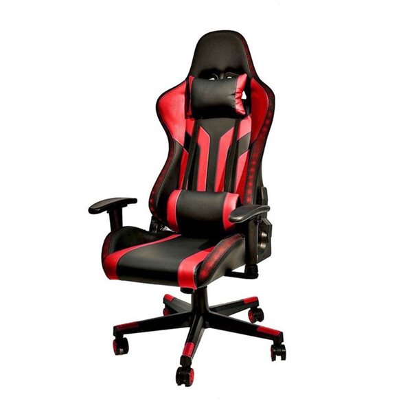 Chaise de bureau pivotante ergonomique/contemporaine à hauteur ajustable  par Highmore, rouge et noir