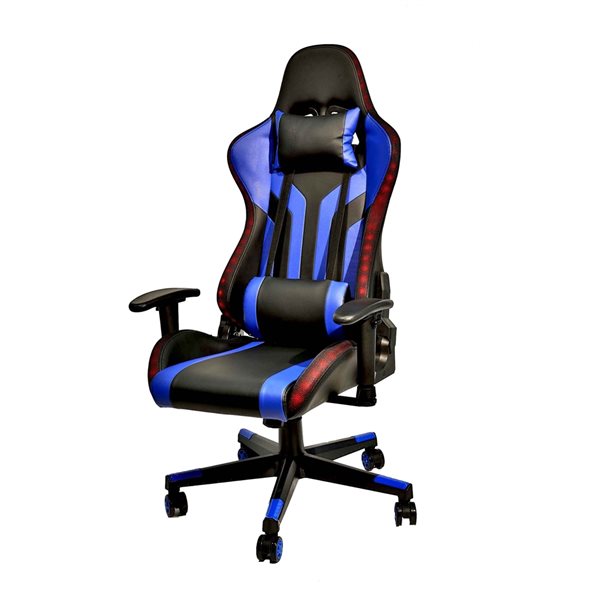 Chaise de bureau pivotante ergonomique/contemporaine à hauteur ajustable par Highmore, bleu/noir