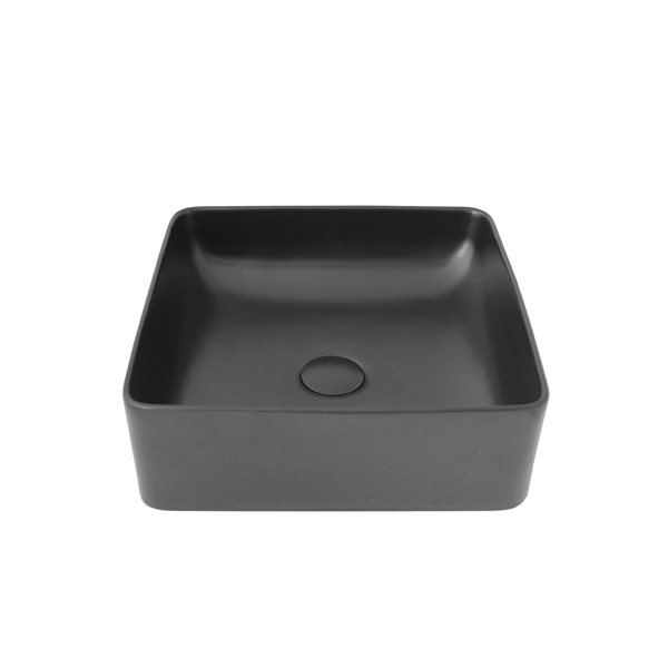 Stylish Lush 14.5in x 14.5in Black Porcelain Vessel Square Bathroom