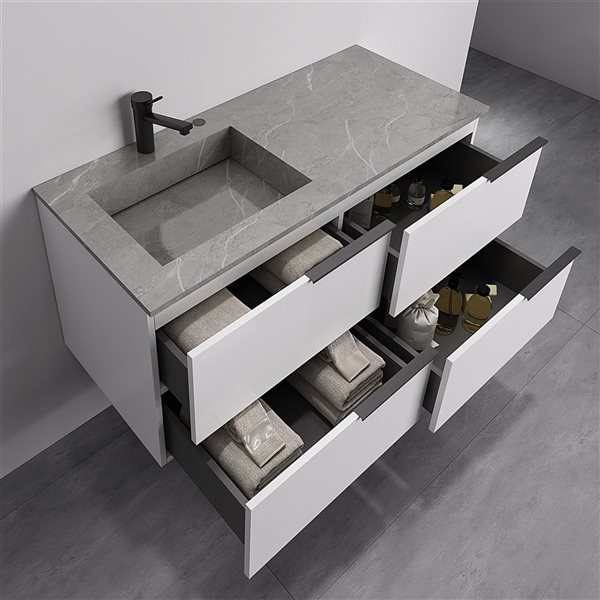 GEF Sydney 48-in White Single Sink Bathroom Vanity with Grey Porcelain ...