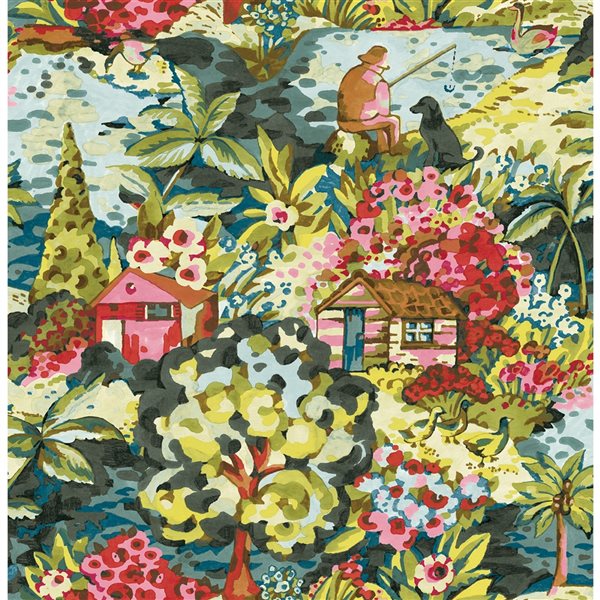 Papier peint autocollant Caroline et Bettina x NuWallpaper floral le Forestier multicolore en vinyle de 30,75 pi²