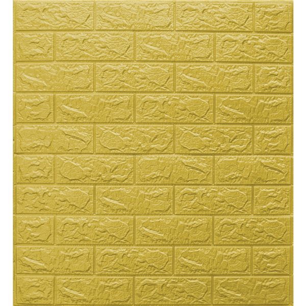 Panneaux muraux autocollants à relief Falkirk Markinch jaune de 2,5 pi x 27,6 po par Dundee Deco