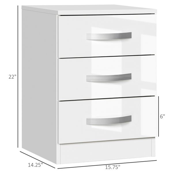 White Modern 3Drawer Nightstand Set of 2 831522WT RénoDépôt