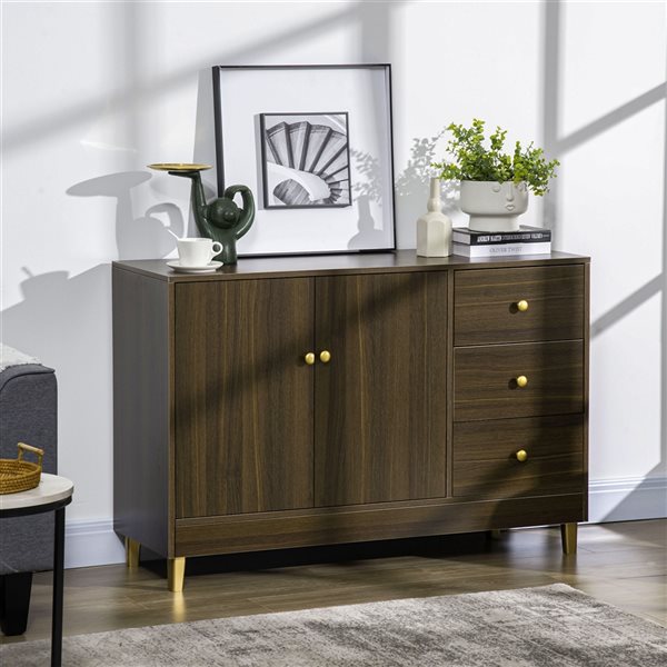 HomCom Brown Composite 3-Drawer Sideboard 838-220V01BN | Réno-Dépôt