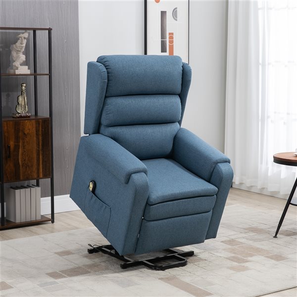 HOMCOM Linen Fabric Massage Recliner Chair - White 700-028V80CW