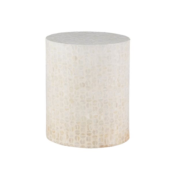Table tambour Kinchley Capiz de Linon Home Décor blanc 18,11 po x 14.96 po