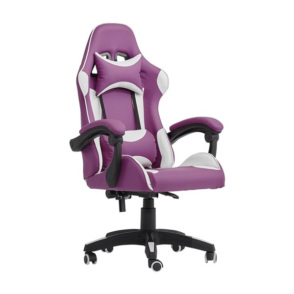 Chaise de jeu ergonomique Ravagers inclinable en hauteur par CorLiving, violet/blanc
