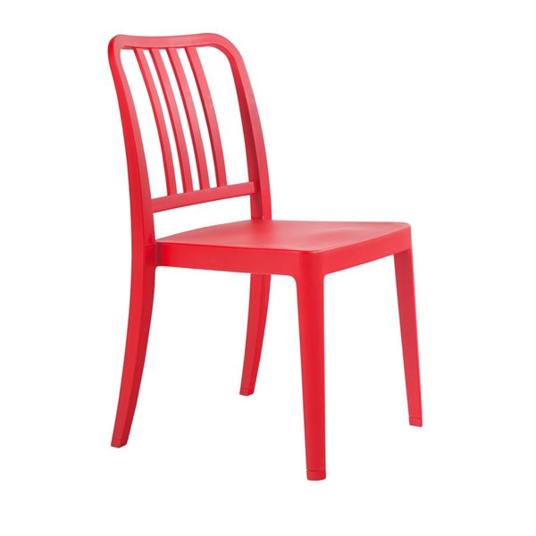 Papatya Varia Red Stackable Plastic Patio Dining Chairs - Set of 4