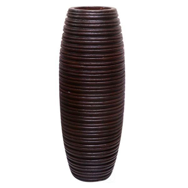 Vase Uniquewise de 16 po en bois de manguier brun