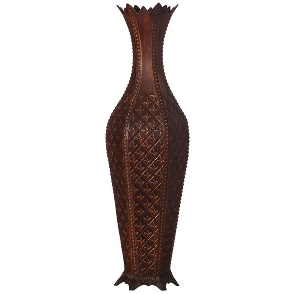 Grand vase Uniquewise de 35 po en métal brun