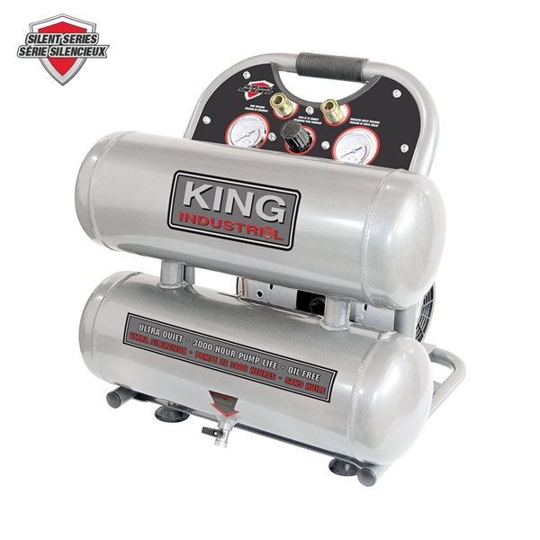 Compresseur d'air électrique King Canada Performance Plus horizontal portable à deux phases de 4,6 gallons (17 L)