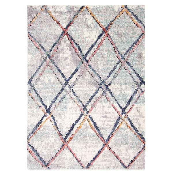Tapis d'intérieur Morocco Abstract 5pi 3po x 7pi 3po rectangulaire ivoire/gris par ECARPET