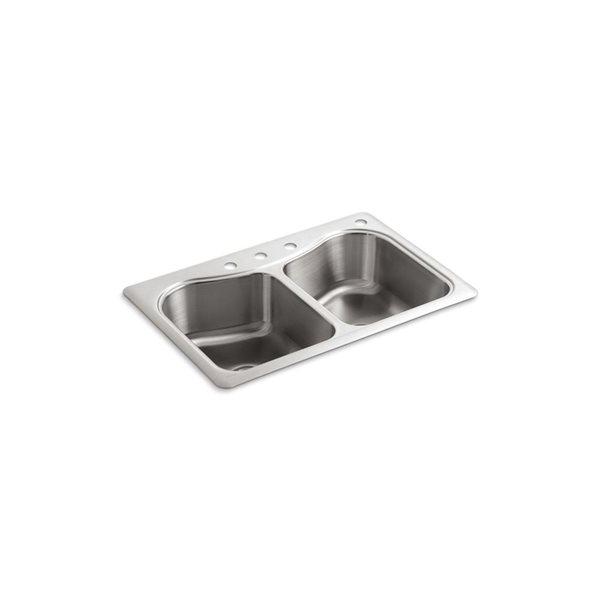 Kohler Staccato Drop In 33 In X 22 In Stainless Steel Double Equal Bowl