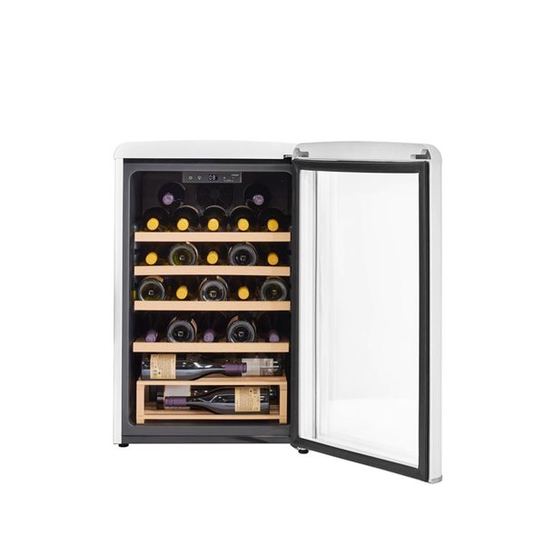 Unique Classic Retro 28Bottle Single Zone Retro Wine Cooler White