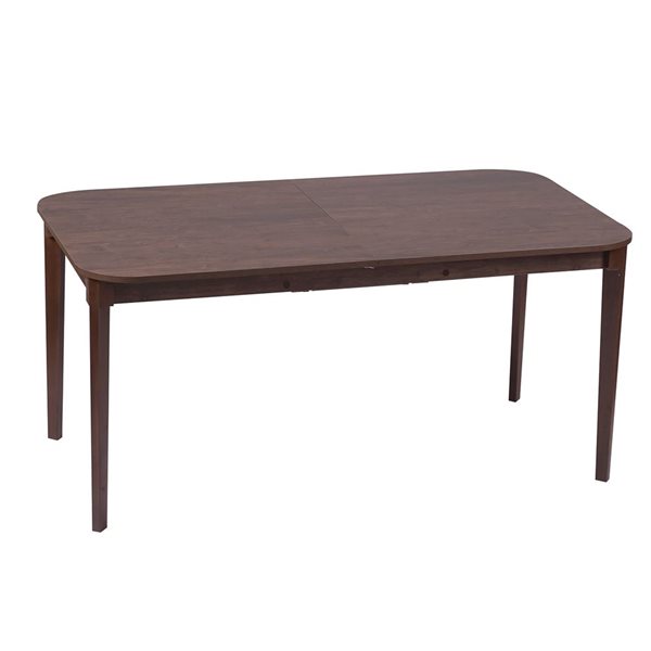 FurnitureR Modern Dining Table Rectangle with extension Brown 63in to