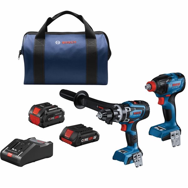 Bosch Connected-Ready Core 18V Lithium Ion Brushless 2-Tool Combo Kit (2  Batteries and Charger Included) GXL18V-260B26 Réno-Dépôt