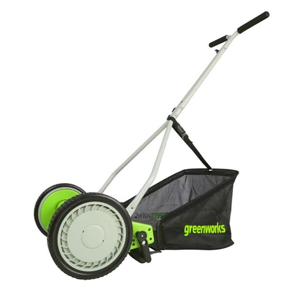 Greenworks RM1400 14-In Reel Lawn Mower with Grass Catcher