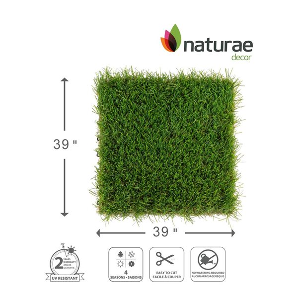 Tapis gazon artificiel, 39 po x 39 po de NATURAE DECOR