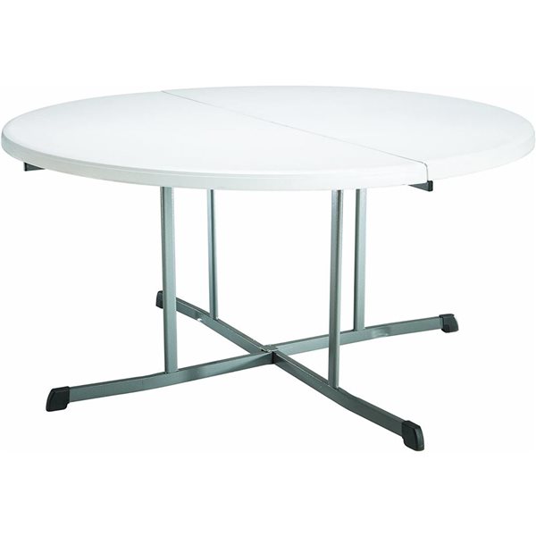 LIFETIME Round Fold-In-Half Table Commercial White Plastic 60-in 25402