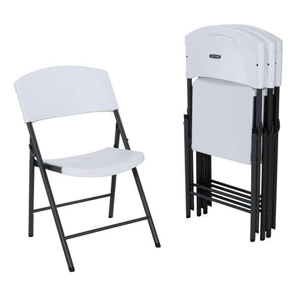 LIFETIME Commercial Folding Chair White Plastic and Black 4-Pack 2810