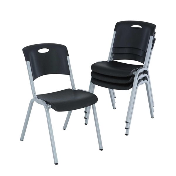 LIFETIME Premium Commercial Stacking Chair Black 4 Pack 80310 4