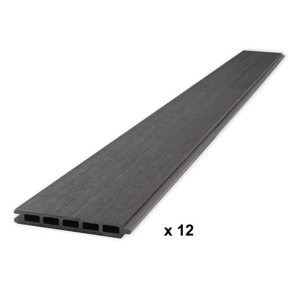 Everhome Manhattan Grey Co-Extruded Composite Fence Board Panels - 12-Pack