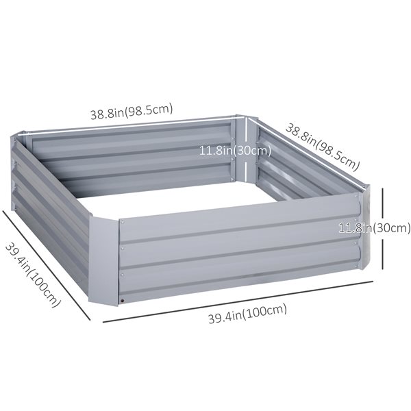 Jardini res sur lev es outsunny m tal gris 39 4 x 39 4 x 11 8 po