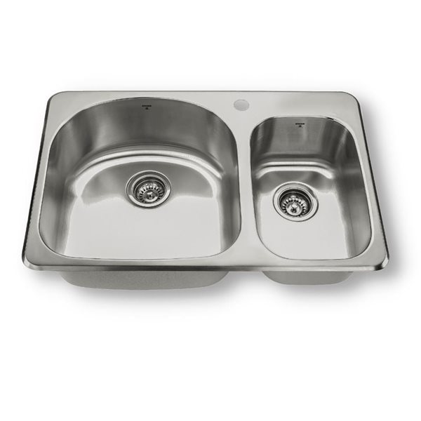 ONEX® Undermount Double bowl 32-in x 20-in x 9-in & 7-in D